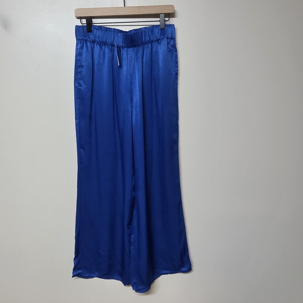 J. Crew Collection Astrid Wide-leg Pant in Luster Crepe Royal Blue NWT Size 6 - Picture 3 of 7
